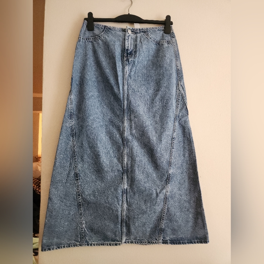 H&m denim maxi skirts light blue BNWT - Picture 2 of 16
